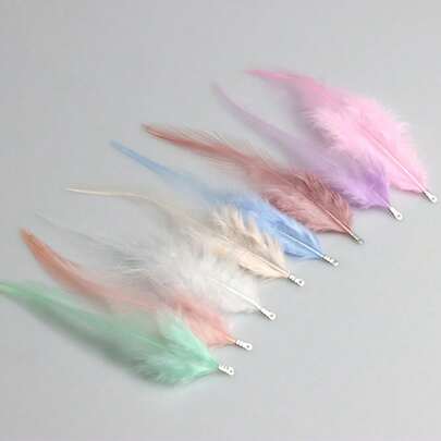 10根彩色尖端马布羽毛带夹子，10厘米火鸡羽毛，适合DIY，蓬松柔软，色彩鲜艳，适合制作捕梦网、耳环和发饰、服装道具、手工艺品和创意装饰点缀。