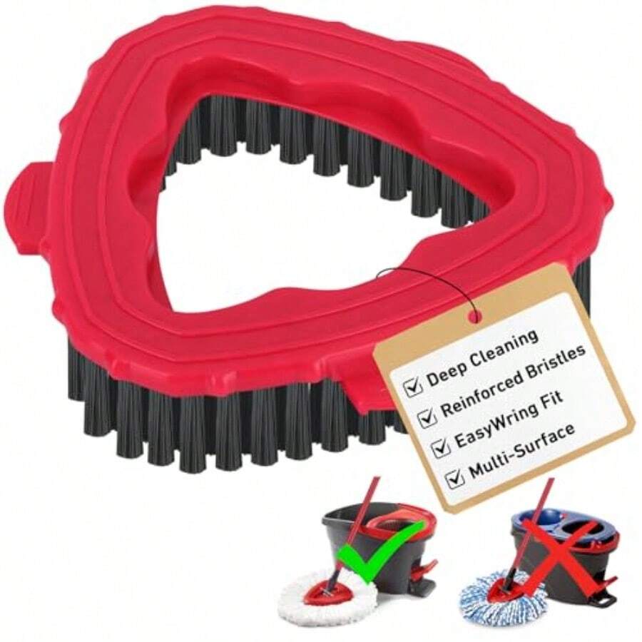 Scrub Brush Head Compatible With O Cedar EasyWring 1-Tank System Hard Bristle Mop Scrubber Attachment For Tile Bathroom Kitchen Deck Floor Cleaning 1 Pack - 紅與黑 - 查看 1