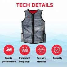 HISEA 柔软浮力游泳背心；内置柔软浮力棉，无需充气；沙滩冲浪浮力服；水上摩托艇浮力服 - 灰色 - 查看 5