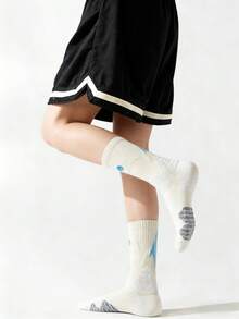 1双男士足球袜，防滑耐磨中底，运动袜，篮球袜 - 黃色 - 查看 2