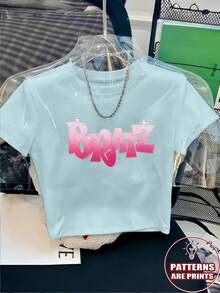 1pc Y2K Women'S  2D Printed Short T-Shirt | Fashionable Casual Spring/Summer Short Sleeve, Slim Fit Top, Perfect Holiday Gift, Women's Crop Top Tee - Chic Basic - 白色 - 查看 1