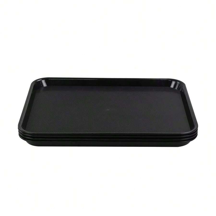 Plastic Fast Food Trays, Cafeteria Trays, 4 Pack Serving Trays (Black) - Black - 查看 1