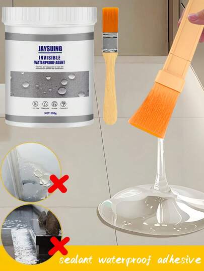 300g/100g Waterproof Sealant With Brush - Bathroom And Kitchen Wall Waterproof Coating, Anti-Slip Tile Repair Sealant For Exterior Wall And Bathroom Waterproofing, Brick Wall Waterproof Agent, Penetrating Transparent Waterproof Coating, Invisible Waterproof Anti-Leakage Transparent Sealant
