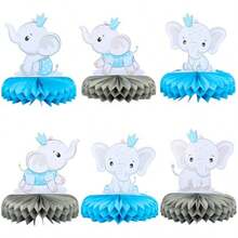 DGyufise 6Pcs It's A Boy Baby Shower Table Toppers Centerpieces Elephant Honeycomb Table Centerpiece For Elephant Theme Gender Reveal Baby Shower Birthday Party Table Decorations Plies Blue - Blue - View 1