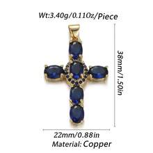 1pc Copper Micro-Inlaid Zirconia Cross Pendant, Lightweight Versatile Couple Bracelet Necklace Earrings Handmade Accessory - Multicolor - View 4