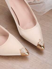 2 chiếc (1 cặp) Miếng bảo vệ mũi giày cao gót màu vàng, bạc, xám kim loại, đen, phụ kiện sửa chữa mũi giày, trang trí mũi giày bằng kim loại, che khuyết điểm mũi giày, bảo vệ giày chống mài mòn, làm mới giày cũ tức thì. - Vàng - Xem 5