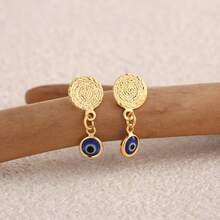 3 paires de boucles d'oreilles de style bohème à la mode, plaquées or 18 carats, en rouge, vert et bleu, pour femmes - Doré - Voir 2