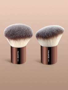 MAANGE 1支/2支装专业短柄圆头化妆刷，柔软粉底刷/腮红刷，采用亲肤纤维制成，方便携带，旅行必备，女士/女孩礼物，粉底刷，遮瑕刷，腮红刷，修容刷，古铜粉刷，散粉刷，粉底刷，腮红刷，赠品 - 咖啡棕 - 查看 3