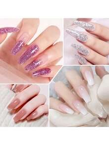 Limegirl Solid Color Nail Gel Kit, Includes Solid Color Nail Gel, Double-Ended Brush, Buffing Block, Nail Cleaning Tools, Crystal Cup And Ruler, Suitable For Beginners, Great For Practice Use. - 彩色 - 查看 4