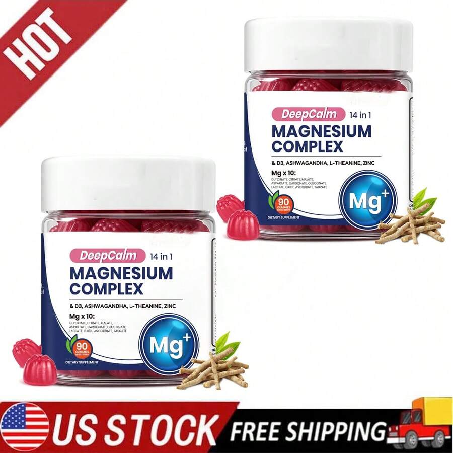 DeepCalm Mood-Balance Gummies (14-In-1) | With Ashwagandha, L-Theanine, Vitamin D3, Zinc – Magnesium Glycinate Base, Sugar-Free Plant Formula - 2 - 查看 1