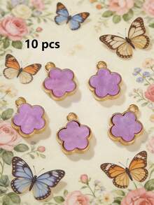 5/20/30/50/100/200/300/500pcs Multi-Color Fashionable Elegant Four-Leaf Clover & Five-Petal Flower Pendant, Suitable For DIY Necklace, Bracelet, Earring, Keychain, Phone Strap, Couple Gift Jewelry Making - Five-petal Flower - View 14