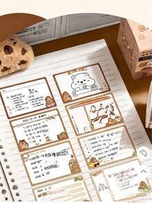 1本可爱卡通拉出式便签纸，内含256张贴纸，用于学生记录错误，可撕下的便签纸贴纸，学习和返校用品留言贴纸 - 256貼抽拉便利貼-卡皮巴拉款 - 查看 4