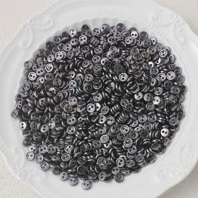 20/50/100 PCS 6mm/0.23inch Delicate Mini Pig Nose Round Gunmetal (Silver Gray) Metal 2-Hole Buttons, Suitable For BJD Doll Clothes Decoration, Handmade DIY Everyday Buttons For Dolls, Toys And Other Decorations