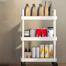 Carrito de almacenamiento con múltiples niveles - Diseño compacto que ahorra espacio, estructura de plástico resistente, adecuado para cocina, baño, dormitorio, oficina, almacén, garaje - Fácil montaje, estantería multinivel multifuncional, estantería de almacenamiento para el hogar - Estante de almacenamiento para automóvil/negro - Ver 9