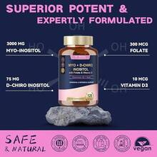Bestseller! Myo-Inositol & D-Chiro Inositol Supplement Capules 3075mg, Plus Multivitamin Vitamin D3, Folate, Ideal 40:1 Ratio - Hormonal Balance For Women & Ovarian* Support| Vegan, Non GMO - 120 Caps.Supplement Vitamin,Free Shipping. - 120 片裝(2 包) - 查看 6