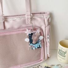 1pc Cute Angel & Star Print Card Holder, Student 3-Inch Photo Display Clip, Bus Card Case - Star Card Holder - View 9