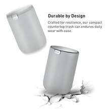 Mini Desk Trash Can With Swing-Top Lid 0.4 Gallon Small Table Round Wastebasket For Office, Home, Car (Grey) - 灰色15公升 - 查看 7