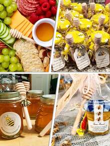 1pc - Honey Stick, Wooden Honey Stick, Jam & Honey Mixing Stick, Kitchen Tool, Solid Wooden Honey Mixing Stick - Premium Wooden Honey Spoon, Practical Long Handle Honey Spoon, Kitchen Utensil, Easy To Pour And Stir - Multicolor - View 6