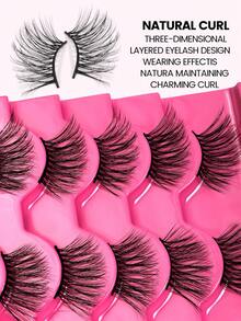 MAANGE 5 Pairs Natural Looking Thick False Eyelashes, Curled And Lengthened, Suitable For Parties, Cartoon Styles, Travel Essential, Extended Eyelash Ends, Eyelash Strips, Eyelashes, False Lashes - Black - View 5