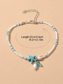 1pc Handmade Beaded Bohemian Style Adjustable Anklet, Summer Beach Foot Jewelry Sandal Accessory - Multicolor - View 7