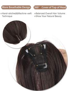 Synthetic Wig For Women With Side-Swept Bangs, Thin, Invisible, Natural, And Fluffy Bangs, Hairpiece To Cover Gray Hair. - Multicolor - View 2