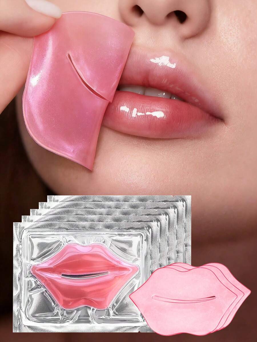 12片装粉色水晶唇膜，保湿、丰盈、滋养，赋予唇部珍珠般光泽和柔滑质地，去角质、补水、抗干燥、滋养双唇、唇部睡眠面膜