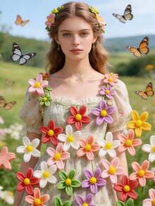 100/200/300/500/1000pcs Pack Cute Mini 0.75cm/0.29inch Flat Flower Resin Embellishments, For Jewelry Making - 100 Flowers - View 9