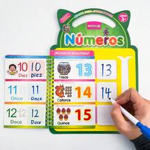 Erasable Spanish Alphabet & Numbers Practice Book Set Kids Preschool Spanish Educational Learning Workbook Reusable Dry Erase Writing Activity Book - Multicolor - View 13