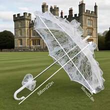 1 pièce Grand parapluie de mariée, parapluie de mariée style européen en dentelle, convient pour la décoration de la mariée, accessoire de photographie, protection solaire, manche robuste et résistant au vent, accessoire de mariage, décoration extérieure - Multicolore - Voir 4