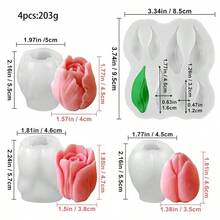Tulip Leaf Scented Candle Silicone Mold, DIY Flower Handmade Soap Resin Casting Mold, Durable Reusable Mold - A-White - View 3