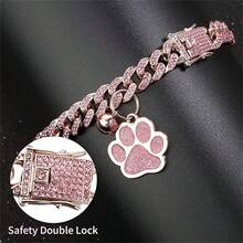 2 Stücke Hip-Hop Stil Haustier Halsband Set, klassische Kubakette mit Katzenkrallen Anhänger, strapazierfähige Luxus Hundehalskette - Verschiedenfarbig - Übersicht 5