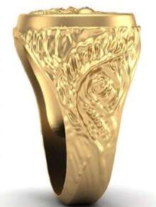 1 chiếc nhẫn nam cổ điển, thanh lịch, quyến rũ, họa tiết rồng phương Đông, quà tặng trang sức cho đám cưới, lễ đính hôn, tiệc tùng. - Vàng - Xem 2