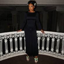 Fashionable Slim Fit And Slimming Lady Style Banquet Party Street Women's Clothing Solid Color Temperament Elegant Long Sleeved Decorative Buckle Strap Dress For Women - 黑色 - 查看 6