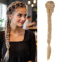 Tóc nối dài 24 inch kiểu Châu Âu và Mỹ, thẳng, tết đuôi cá, làm từ chất liệu tổng hợp. - Nhiều màu - Xem 2
