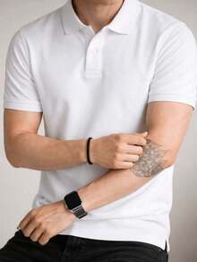 Kit Of 2 Men's Slim-Fit Polo Shirts, Comfortable, All Regular Fit, Double Button. - 黑與白 - 查看 3