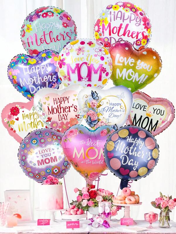 5/10pcs 18 Inch Mother's Day Foil Balloons (Random Styles), Printed With "Happy Mother's Day" And "Love You Mom, The Best Mom", Suitable For Mother's Day Theme Party Decoration, Mom's Birthday Decoration, Holiday Party Scenes, Photo Props, Gift For Mom, Random Styles