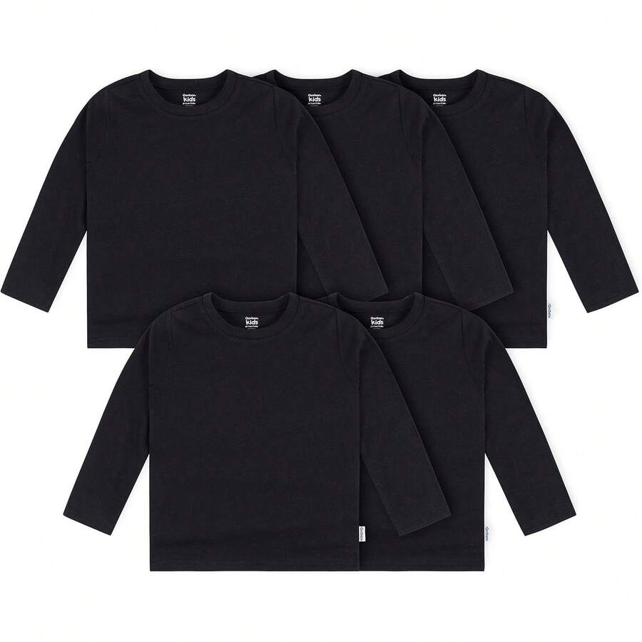 ¡RecomendadoGerber Paquete de 5 Camisetas de Manga Larga sólidas para niños pequeños, 160 g/m² Camisetas de Manga Larga para bebés y niños pequeños para Unisex bebé¡Top de Temporada - Negro - - Ver 1