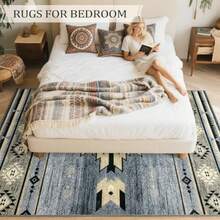 Western Rugs For Living Room Bedroom Dining Kitchen Washable Area Rugs For Home Decor Non Slip 6ft X 9ft Grey - 9' X 6' (Rectangular)+Millennial Gray - View 4