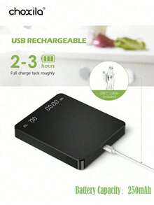 choxila 1个带定时器的电子咖啡秤，可充电式意式咖啡秤，3公斤/0.1克（250毫安时）迷你咖啡秤，滴滤式意式咖啡秤，食品秤，3个计量单位，去皮功能，自动关机，计量单位为克/盎司/毫升 - 黑色 - 查看 3