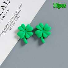 5/10pcs Green Clover Resin Refrigerator Magnets, Cute Decorative Magnets, Personalized For Kitchen, Office, Whiteboard, Storage Cabinet, Dishwasher, Fridge, Kitchen Decor, Home Decor, St. Patrick's Day, Mother's Day Gift - Multicolor - View 9