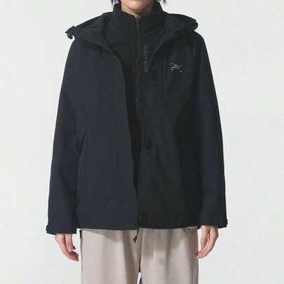 Skechers Women's Casual Jacket, Minimalist Low-Key 3-In-1 Woven Sports Jacket, Classic Hooded Sports Casual Outerwear, P425W218-03K8