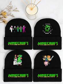 Minecraft Gorro de lana de  - unicolor simple, gorro cálido y acogedor, gorro de punto bordado, gorro para el frío en otoño e invierno, gorro de lana cálido con pequeño borde, bordado de letras para mostrar el rostro, versátil y cómodo gorro de punto con protección para las orejas. - Multicolor - Ver 11