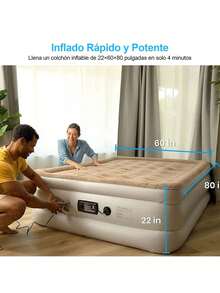 Bomba de aire eléctrica portátil Compresor de aire eléctrico Inflar/desinflar Adecuado para colchones de aire/piscinas/piscinas inflables 3 boquillas (S//L) Accesorio deportivo y de camping de alta potencia para acampadas al aire libre, viajes y actividades en la playa Bomba de aire recargable de iones de litio con conexión USB - Caqui - Ver 7