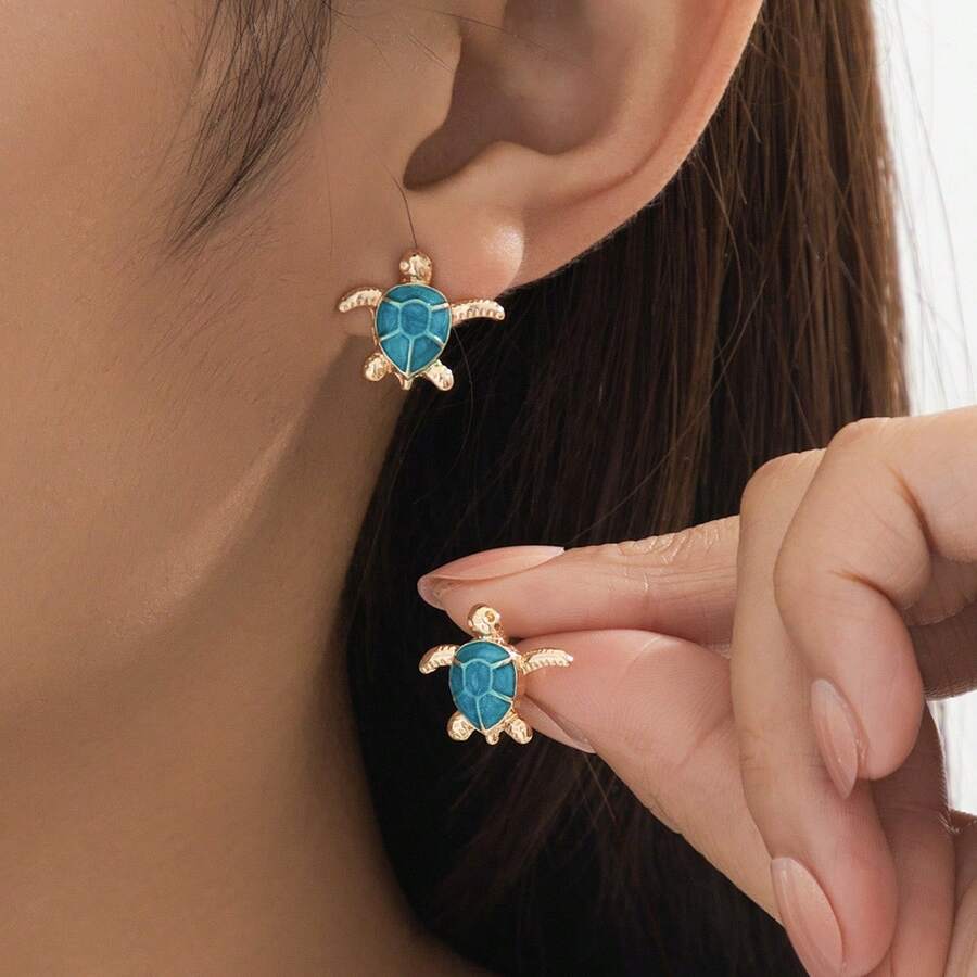 1 Pair Niche Geometric Elegant Ocean-Inspired Dangle Earrings - Multicolor - View 1