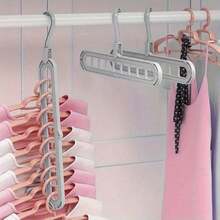 3 Packs  Space-Saving Folding Hangers, 9-Hole Design Durable Material, Multi-Garment Hanging, Foldable Slim For Bedroom Closet Dorm, Storage & Drying Tool - 粉紅色 3 件裝 - 查看 5