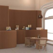 Room Divider,Bedroom,Multi Functional Folding Room Partition Screen With Shelving ,Made Of Kraft Paper, Perfect For Living Rooms, Offices, And Beauty SalonsMade Of Kraft Paper, Perfect For Living Rooms, And Beauty Salons - braun - Übersicht 1