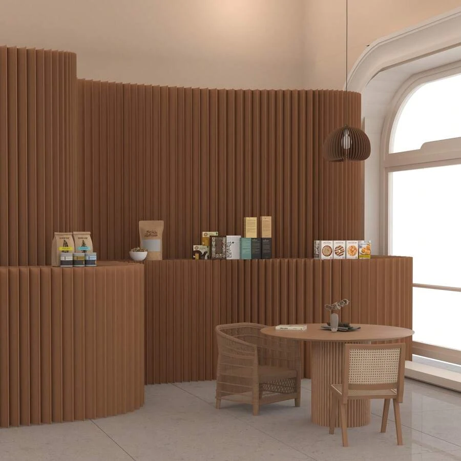Room Divider,Bedroom,Multi Functional Folding Room Partition Screen With Shelving ,Made Of Kraft Paper, Perfect For Living Rooms, Offices, And Beauty SalonsMade Of Kraft Paper, Perfect For Living Rooms, And Beauty Salons - braun - Übersicht 1