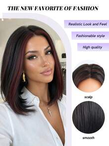 Tóc giả ngắn thẳng màu đỏ highlight 14 inch, tóc ngắn tùy chỉnh cho nữ, được làm từ sợi chịu nhiệt cao và lưới hoa hồng, màu vàng hoe, có thể cắt tỉa tự do, thời trang và đa năng, phù hợp cho người mới bắt đầu, kiểu tóc Dopamine, thoải mái, chất lượng cao, đa dụng, phụ kiện thời trang thiết yếu, thích hợp cho hàng ngày, tiệc tùng, cosplay, kỳ nghỉ, lễ hội âm nhạc, lễ hội hóa trang. - Đánh dấu màu đỏ - Xem 7