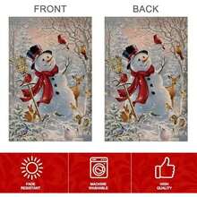 Winter Garden Flag 12*18 Inch Double Sided For Outside,Small Vertical Burlap Snowman Christmas Deer Cardinal Bird Christmas Yard Flag For Xmas Welcome Winter Holiday Yard Decorations - / - 查看 2