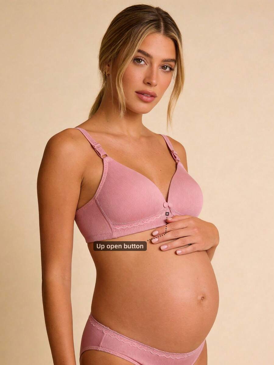 Hart & Haze Sujetador de lactancia para mujeres embarazadas con cierre frontal y tirantes ajustables, unicolor - Rosa - Ver 1